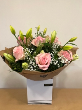 Lilies and Pink Roses