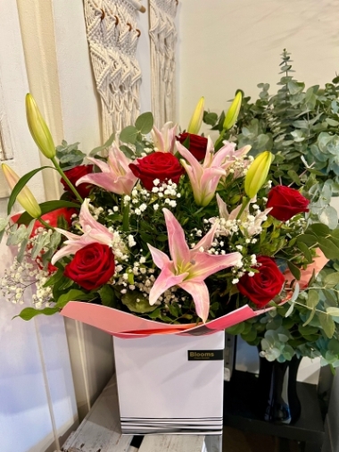 Lilies and Red Roses